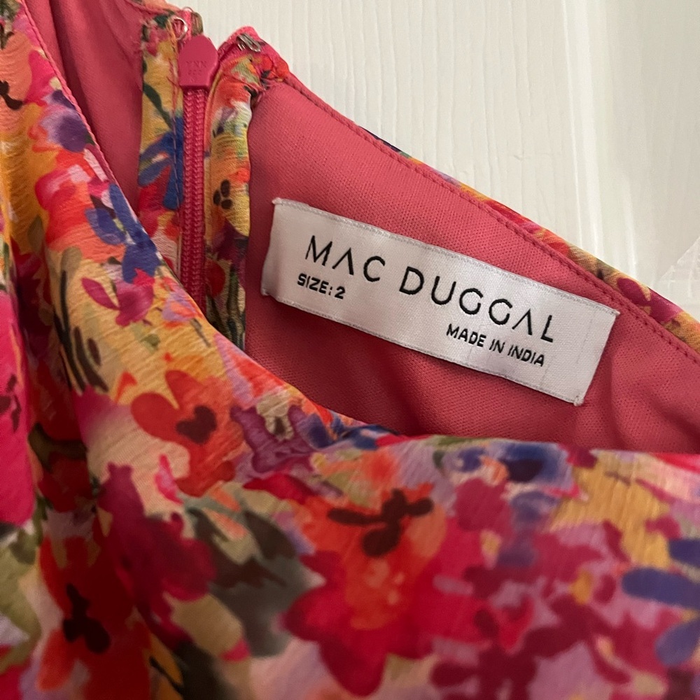 Mac Duggal NWT #9157 Pink Floral One Shoulder Gown with Flutter Sleeve s… - Picture 9 of 12